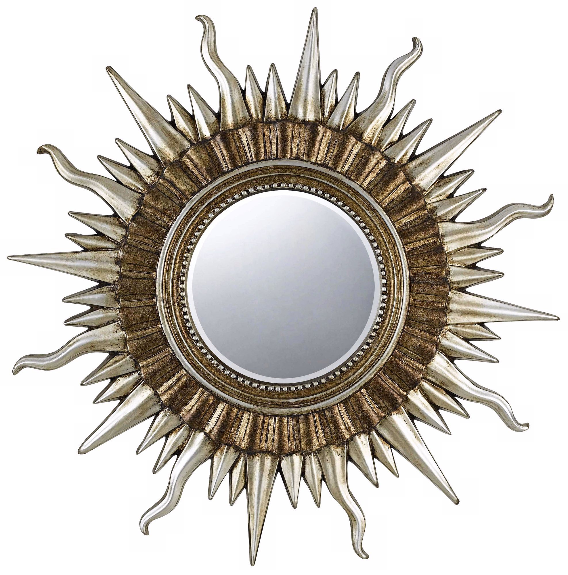 Sunburst 45" Wide Gold and Silver Wall Mirror