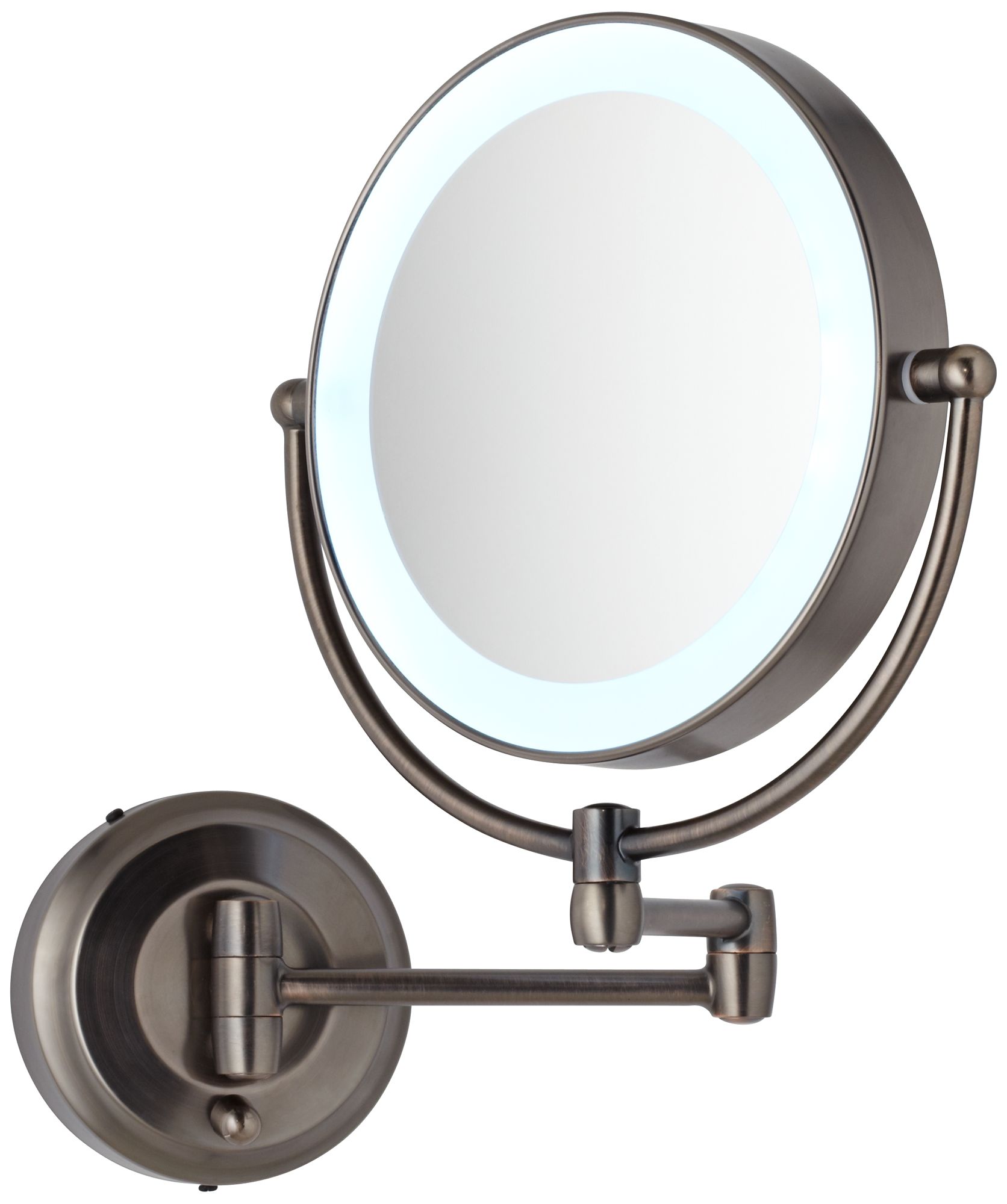 Cordless LED Pivoting 9" Wide Bronze Wall Mount Mirror