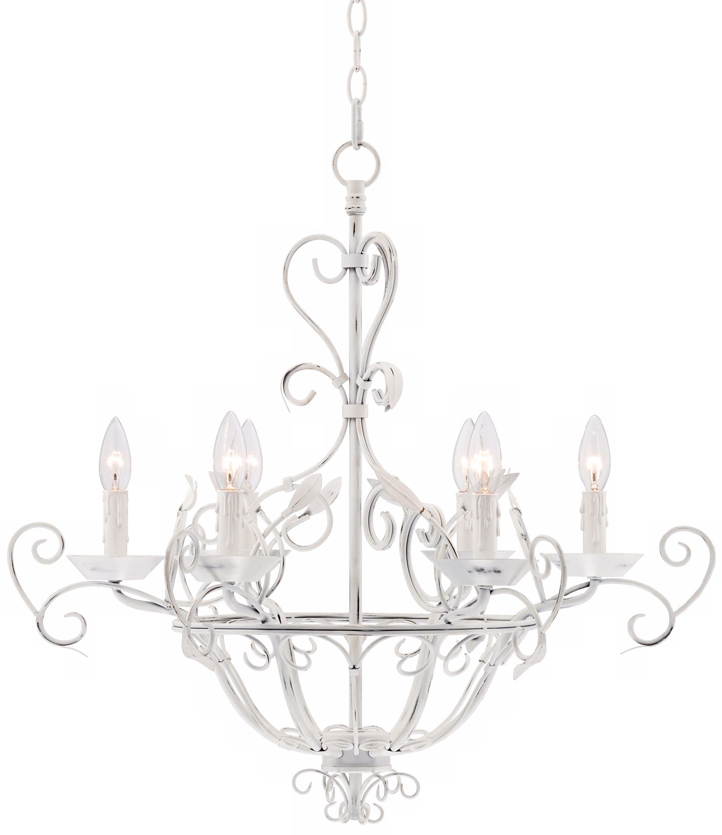 Scroll Flourish  27 1/4" Wide  White Chandelier