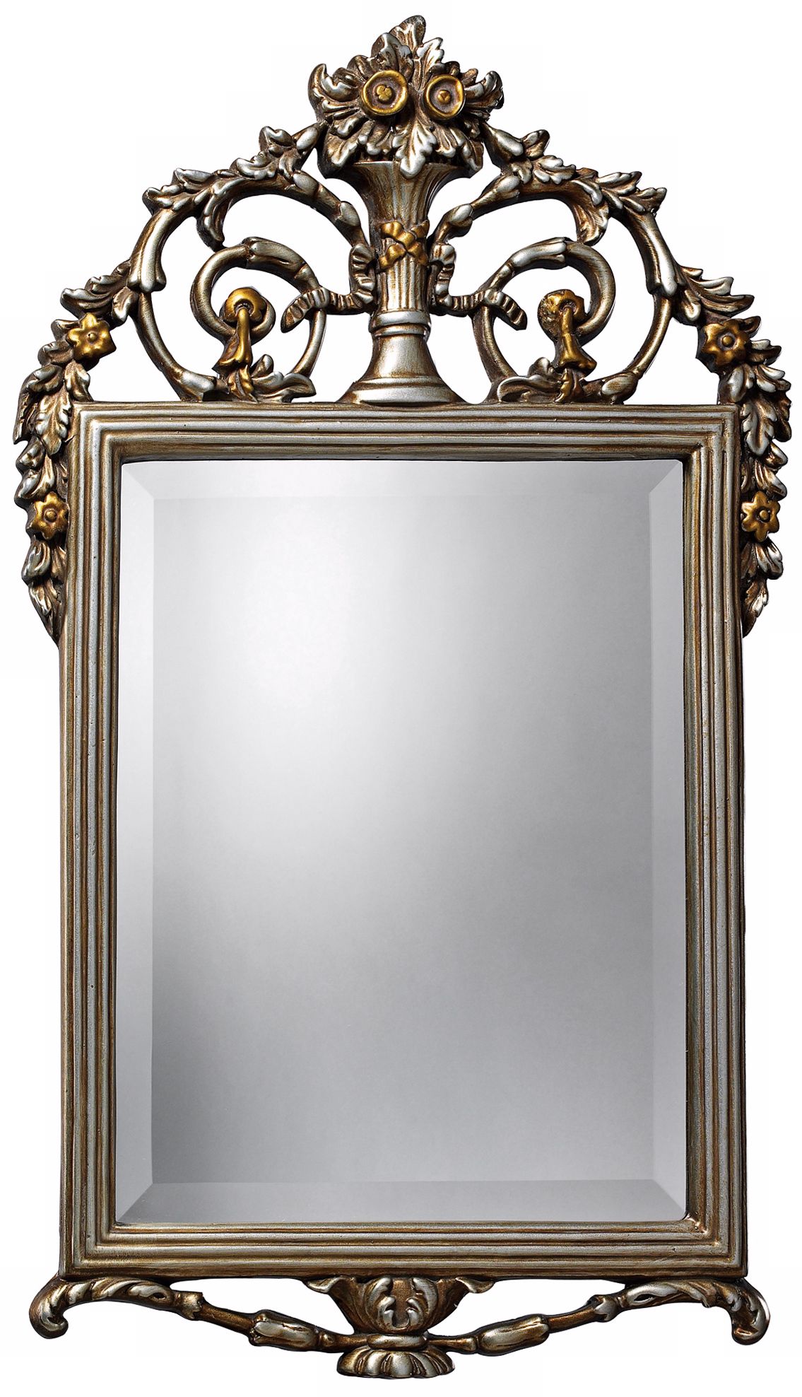 Stewart 31" High Antique Silver and Gold Wall Mirror