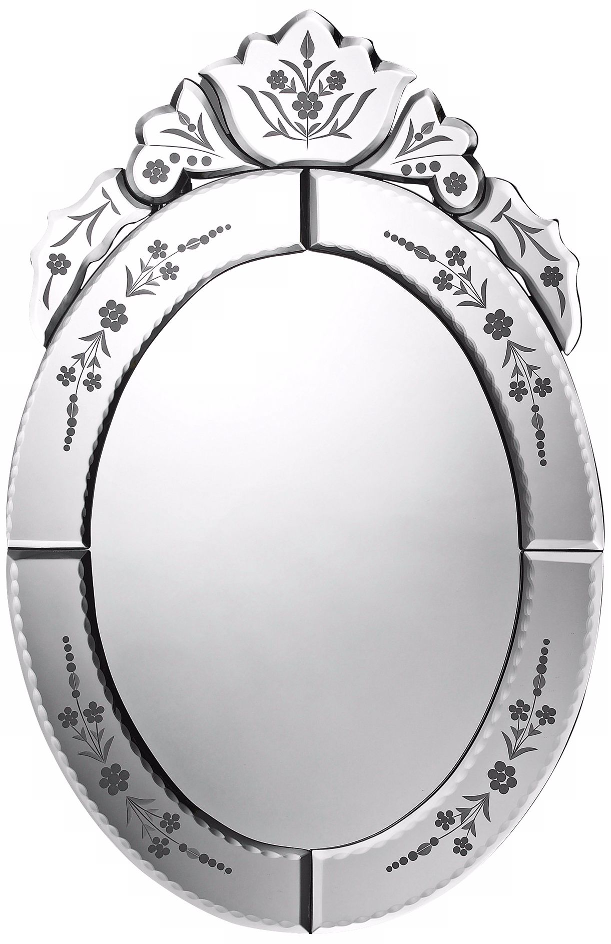 Kingstree 20" High Etched Oval Wall Mirror