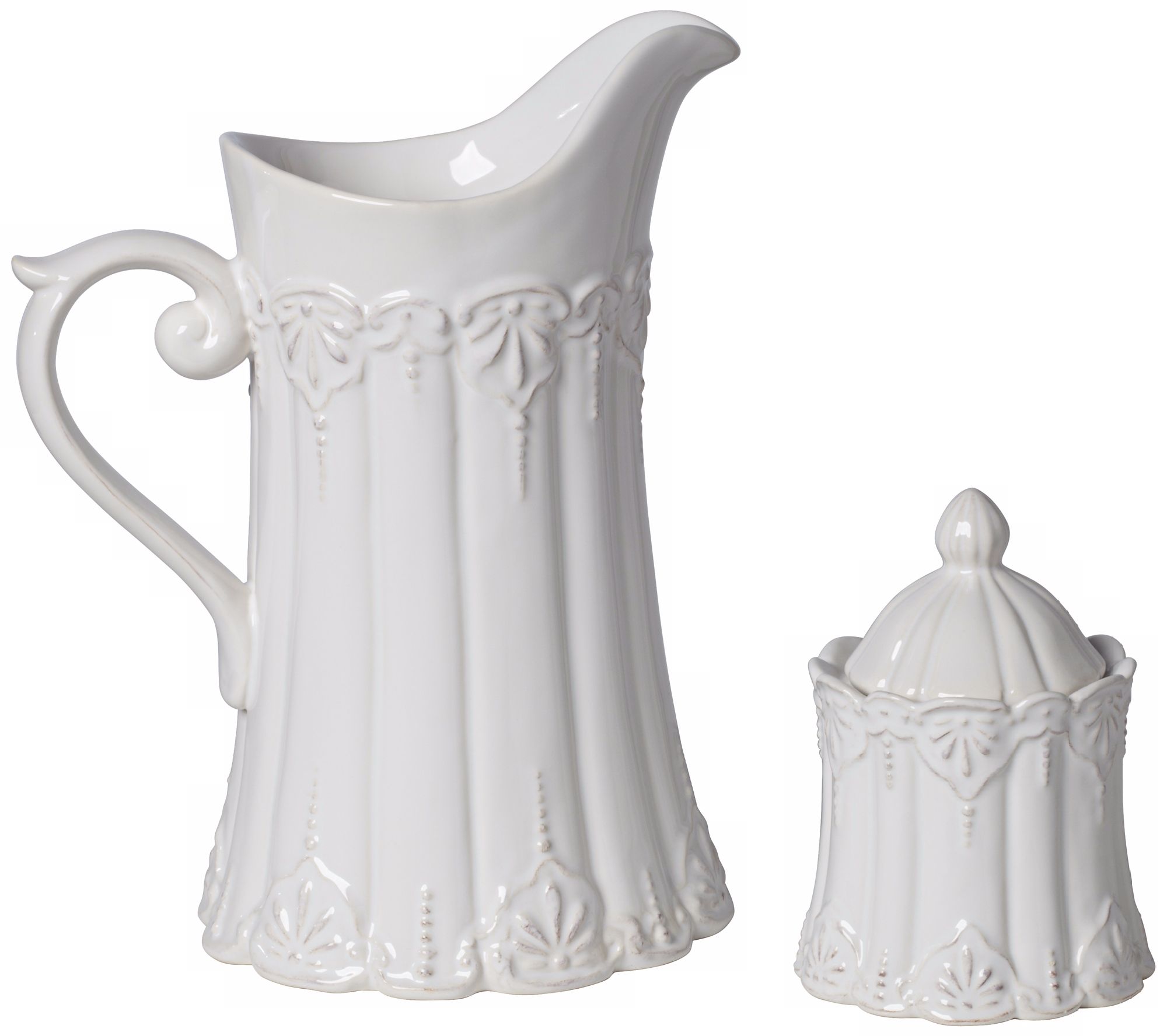 White Foral 2-Piece Milk and Sugar Pot Set