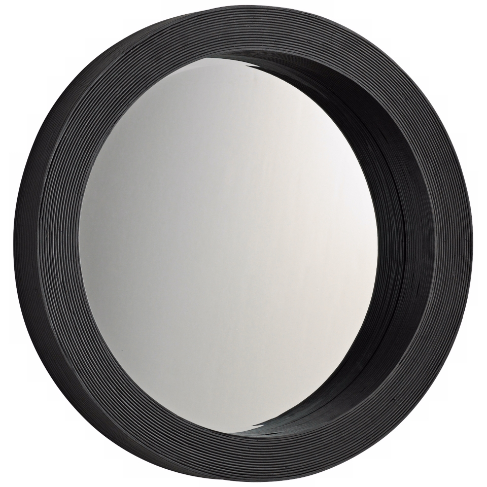 Round Espresso 27" Wide Wood Wall Mirror   #X7222