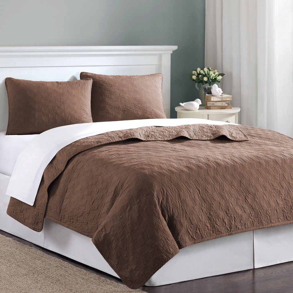 Hampton Hill Velvet Touch Tobacco Coverlet Set