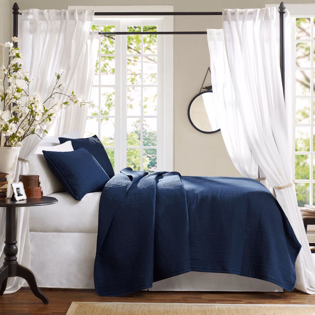 Hampton Hill Velvet Touch Blue Coverlet Set