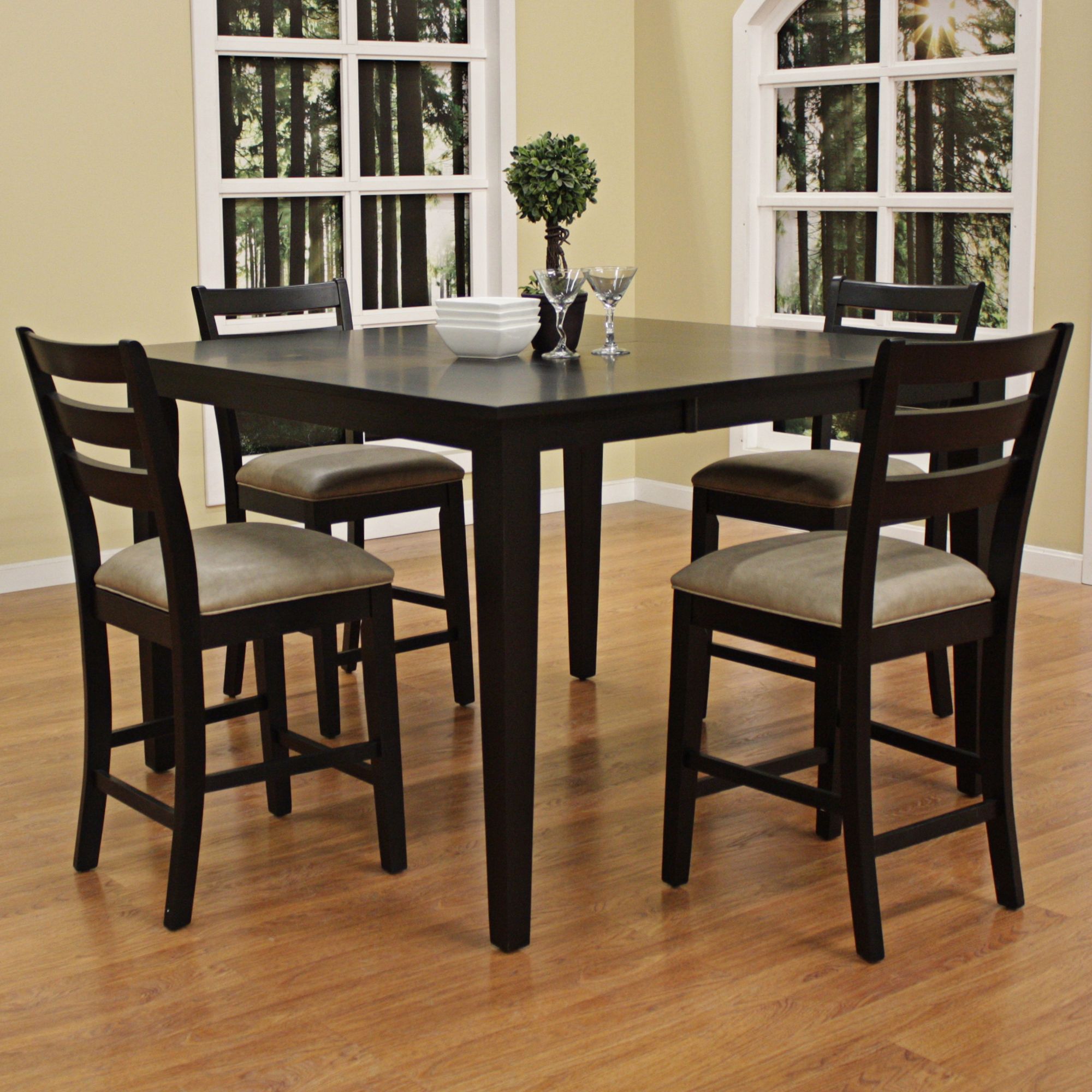 Este with Salma Stool 5-Pc Black Counter Height Dining Set