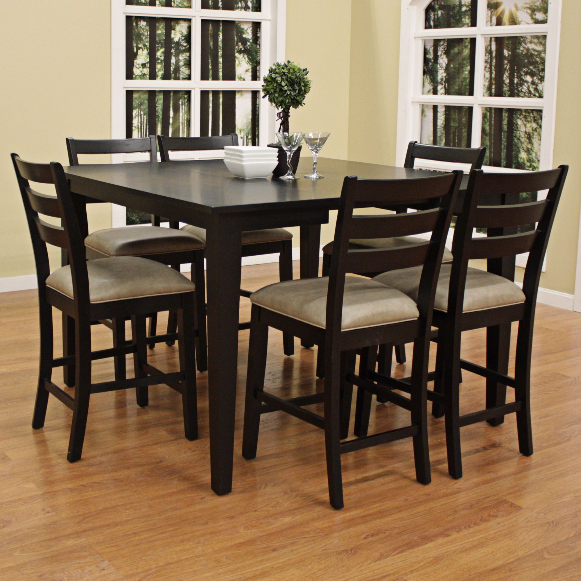 Este with Salma Stool 7-Pc Black Counter Height Dining Set