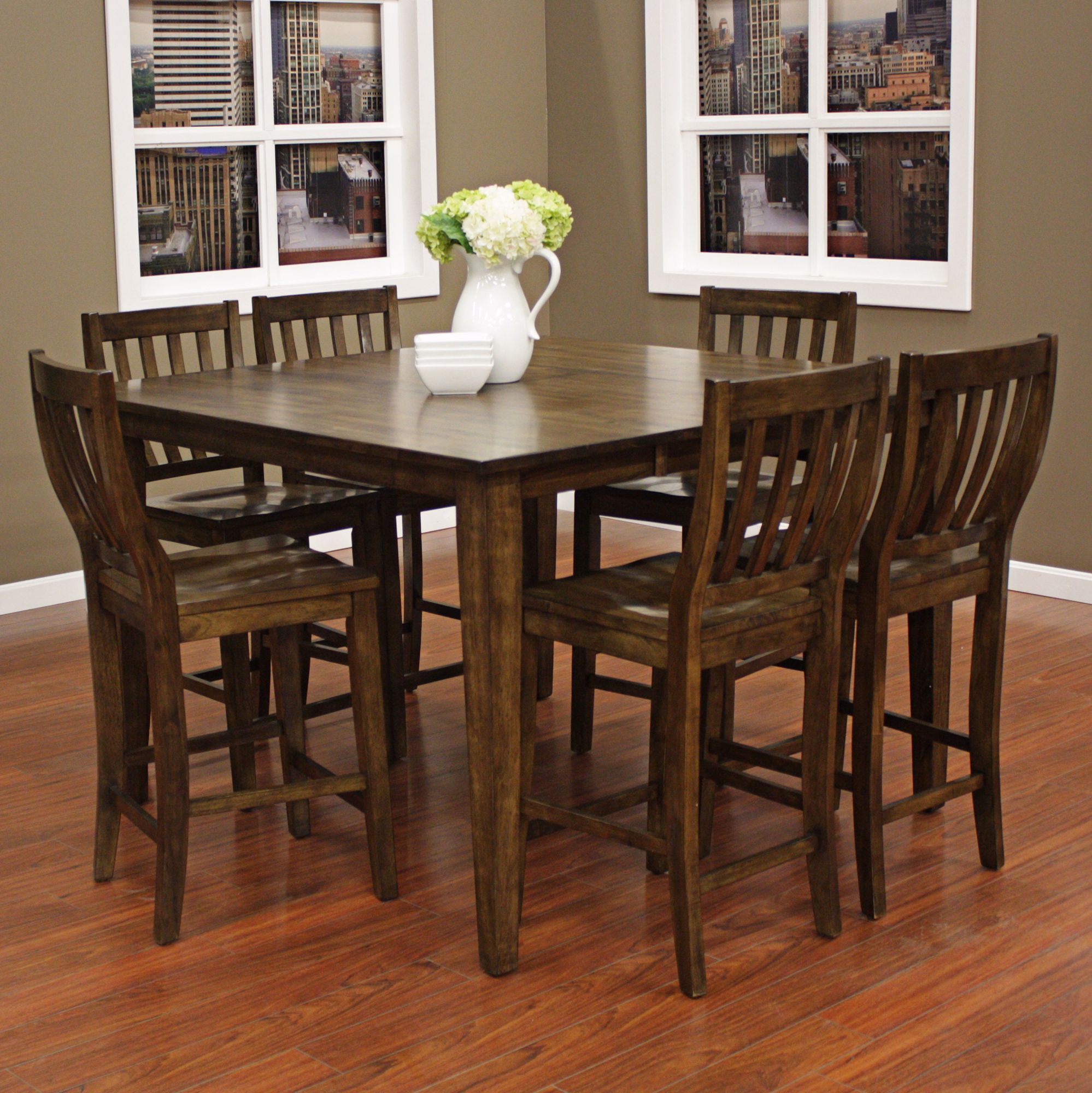 Este with Hyden Stool 7-Piece Grey Counter Height Dining Set