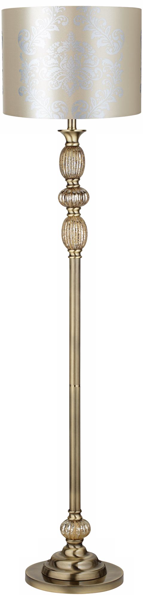 Silver Graphic Satin Brass Mercury Glass Floor Lamp