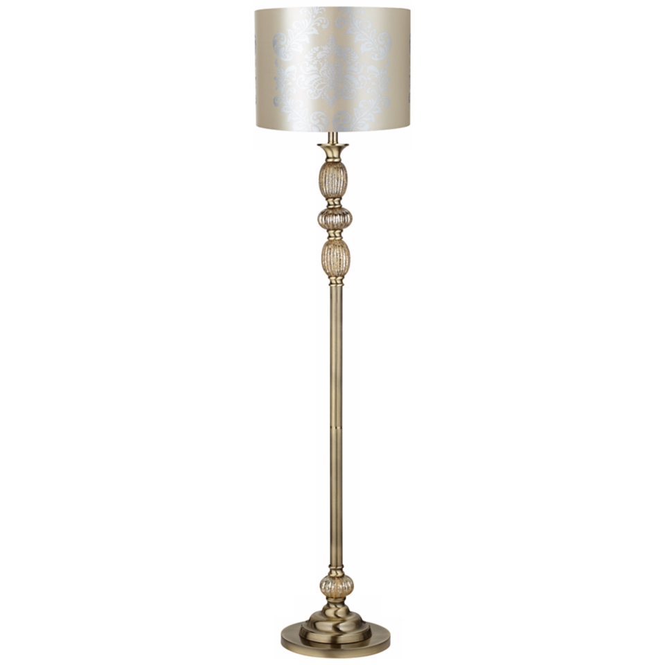 Silver Graphic Satin Brass Mercury Glass Floor Lamp   #X7360 U1435
