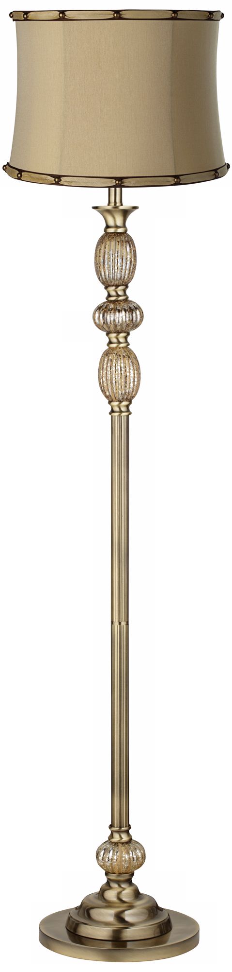 Morell Almond Satin Brass Mercury Glass Floor Lamp