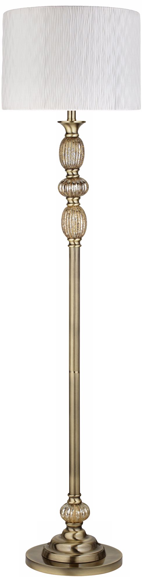 Morell White Satin Brass Mercury Glass Floor Lamp
