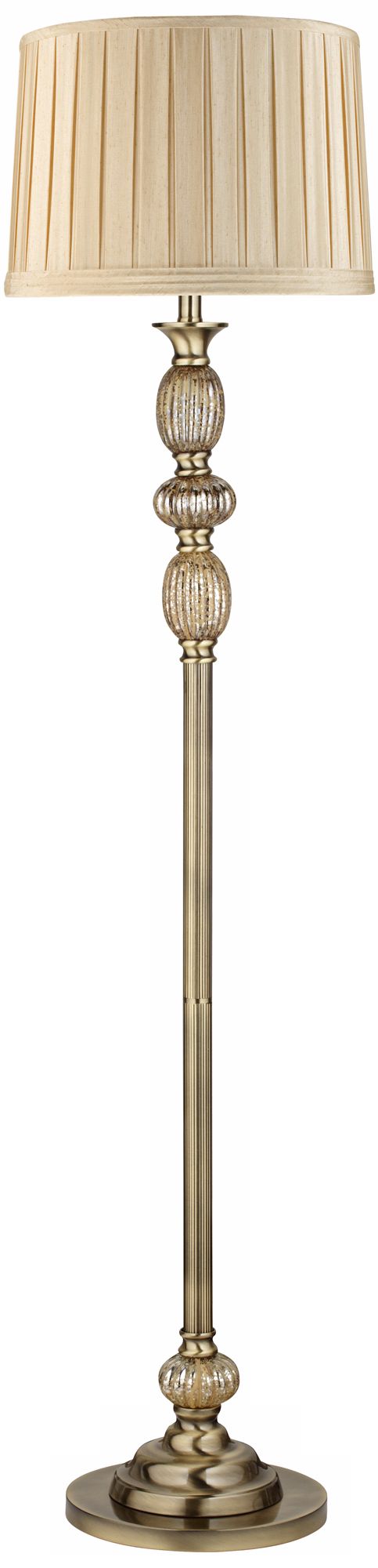 Silken Cream Satin Brass Mercury Glass Floor Lamp