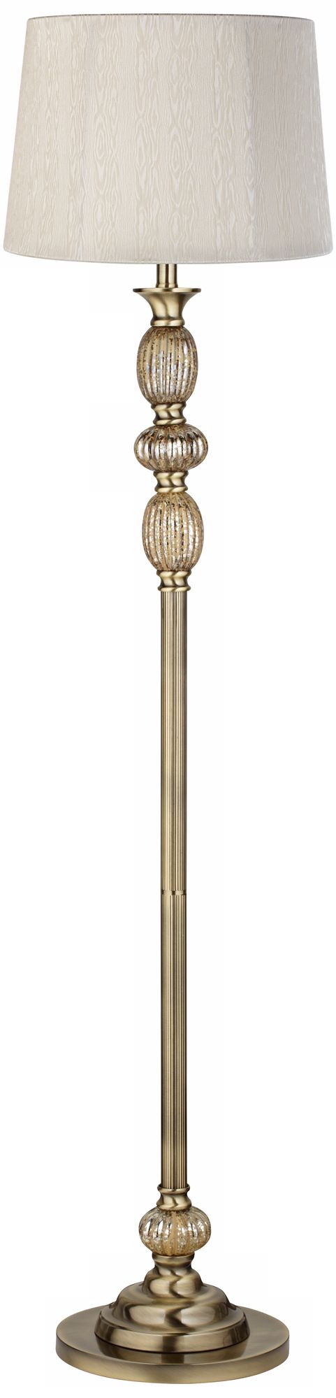 Cream Grain Satin Brass Mercury Glass Floor Lamp