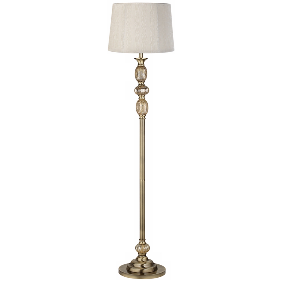 Cream Grain Satin Brass Mercury Glass Floor Lamp   #X7360 Y1830