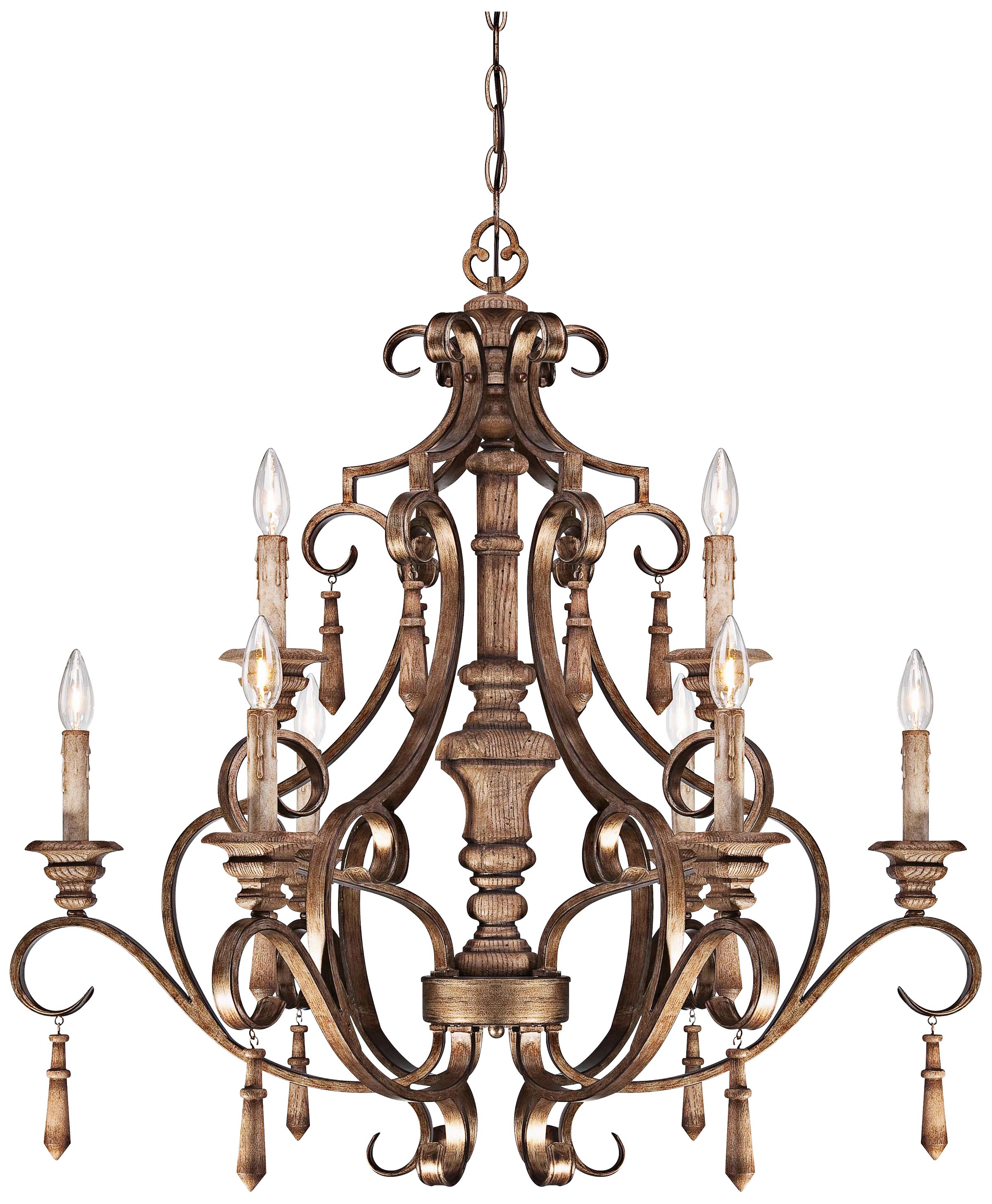 Abbott Place 33 3/4" Wide Double Tier Oak Chandelier