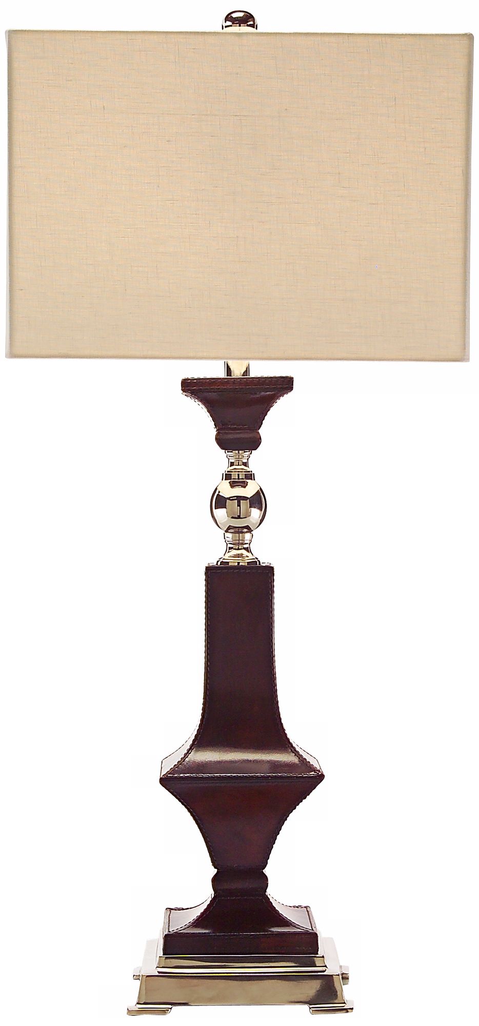 John Richard Leather and Nickel Table Lamp