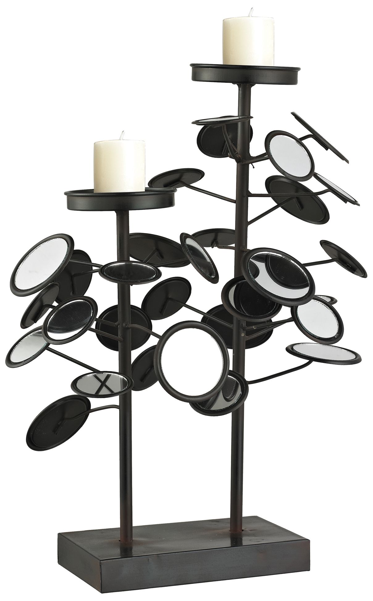 Iron And Mirror Candle Holder