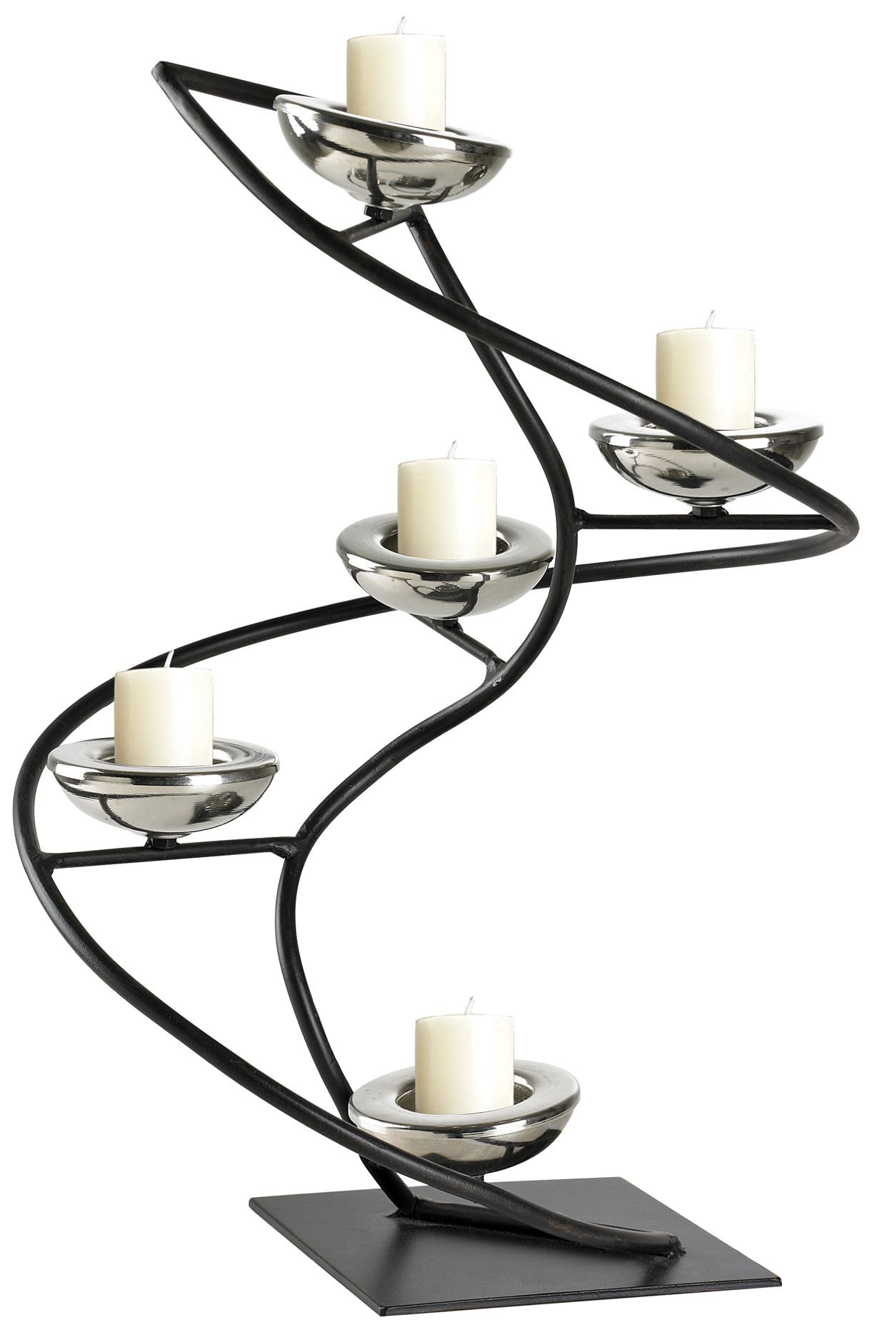 Iron Spiral Black and Chrome Candle Holder