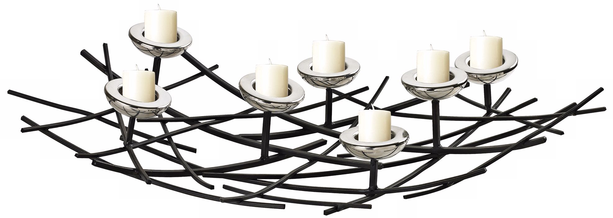Iron Nest Black and Chrome Candle Holder