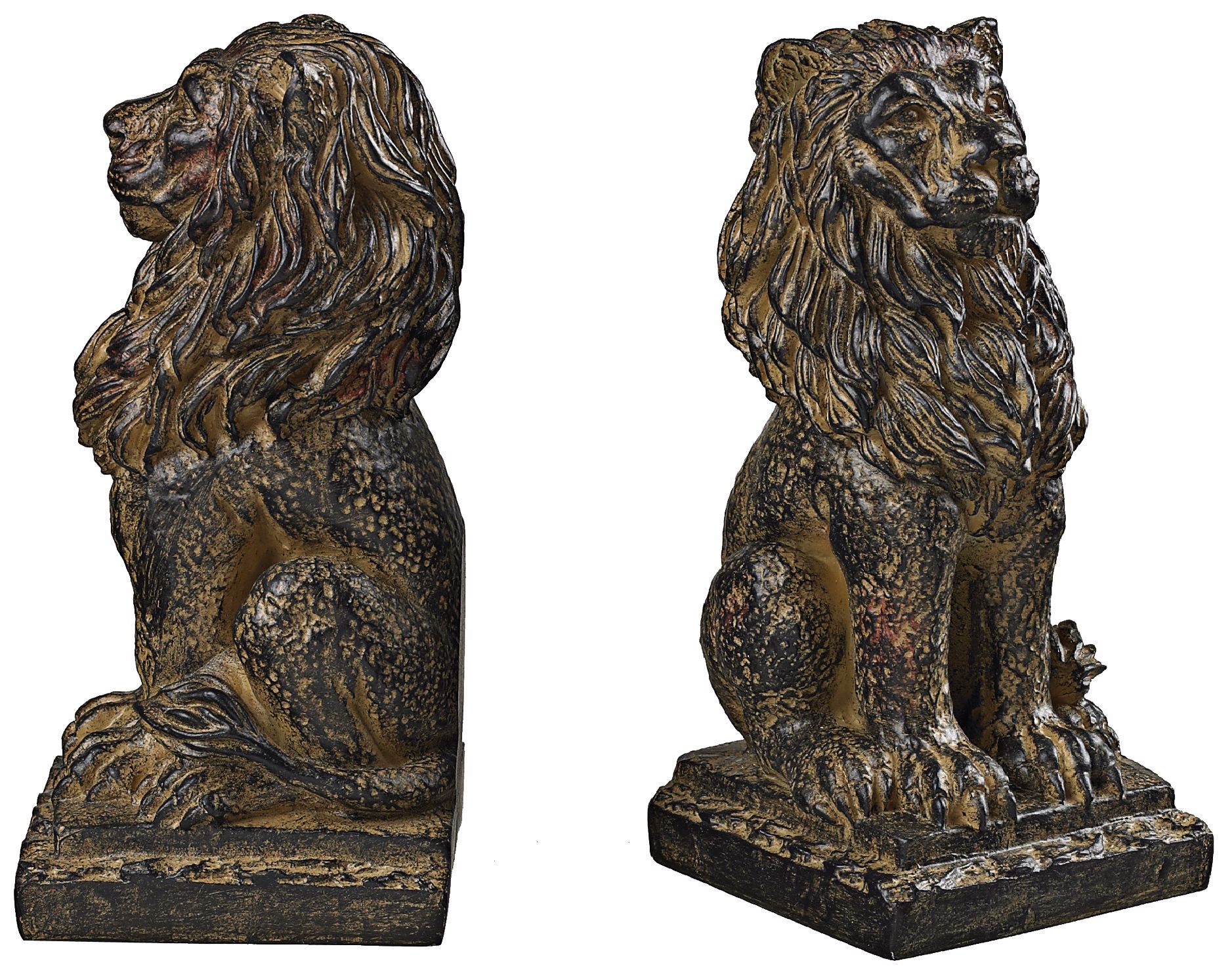 Set of 2 Seated Lion Aged Copper Bookends