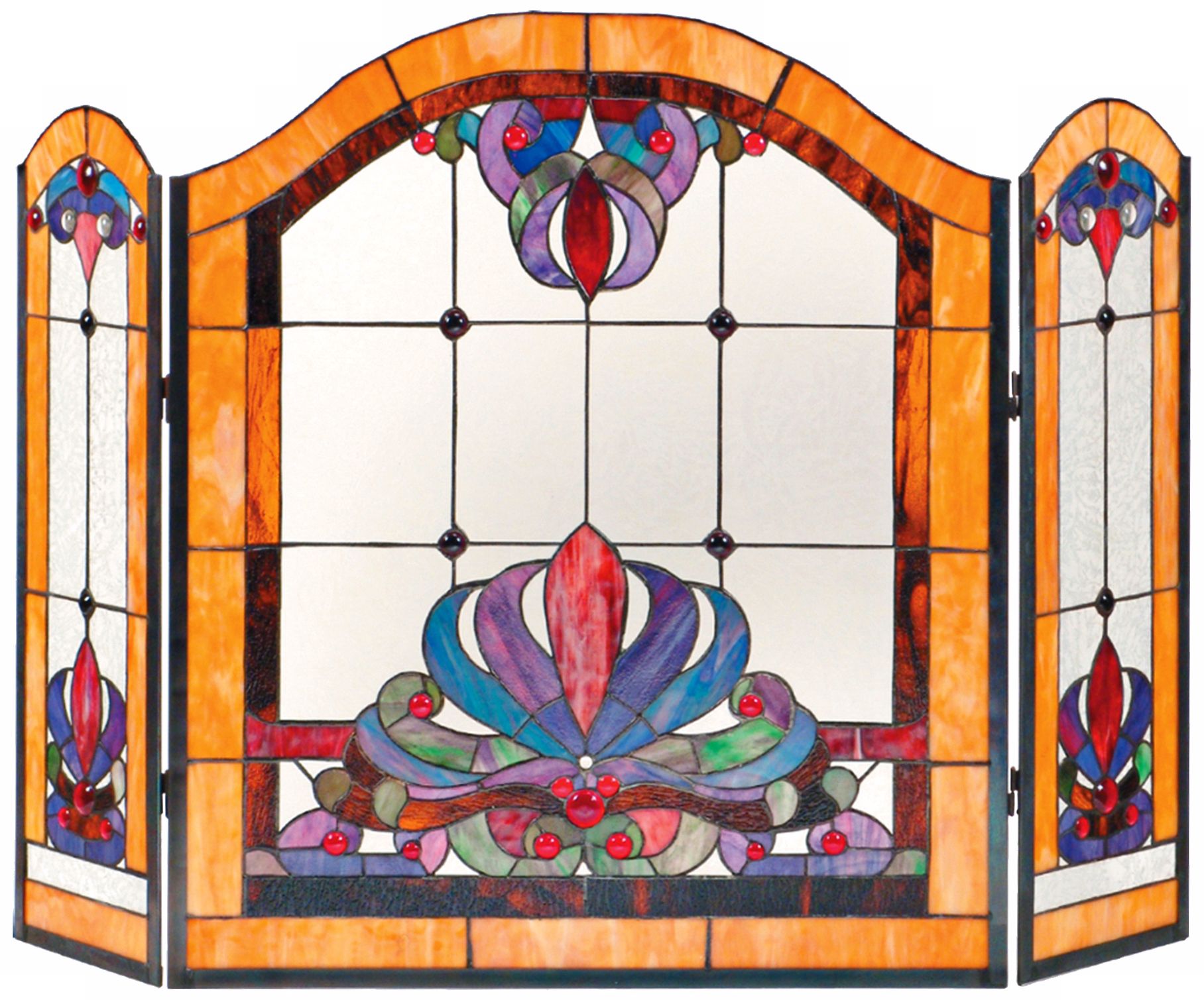 Anemone Glass Folding Fireplace Screen