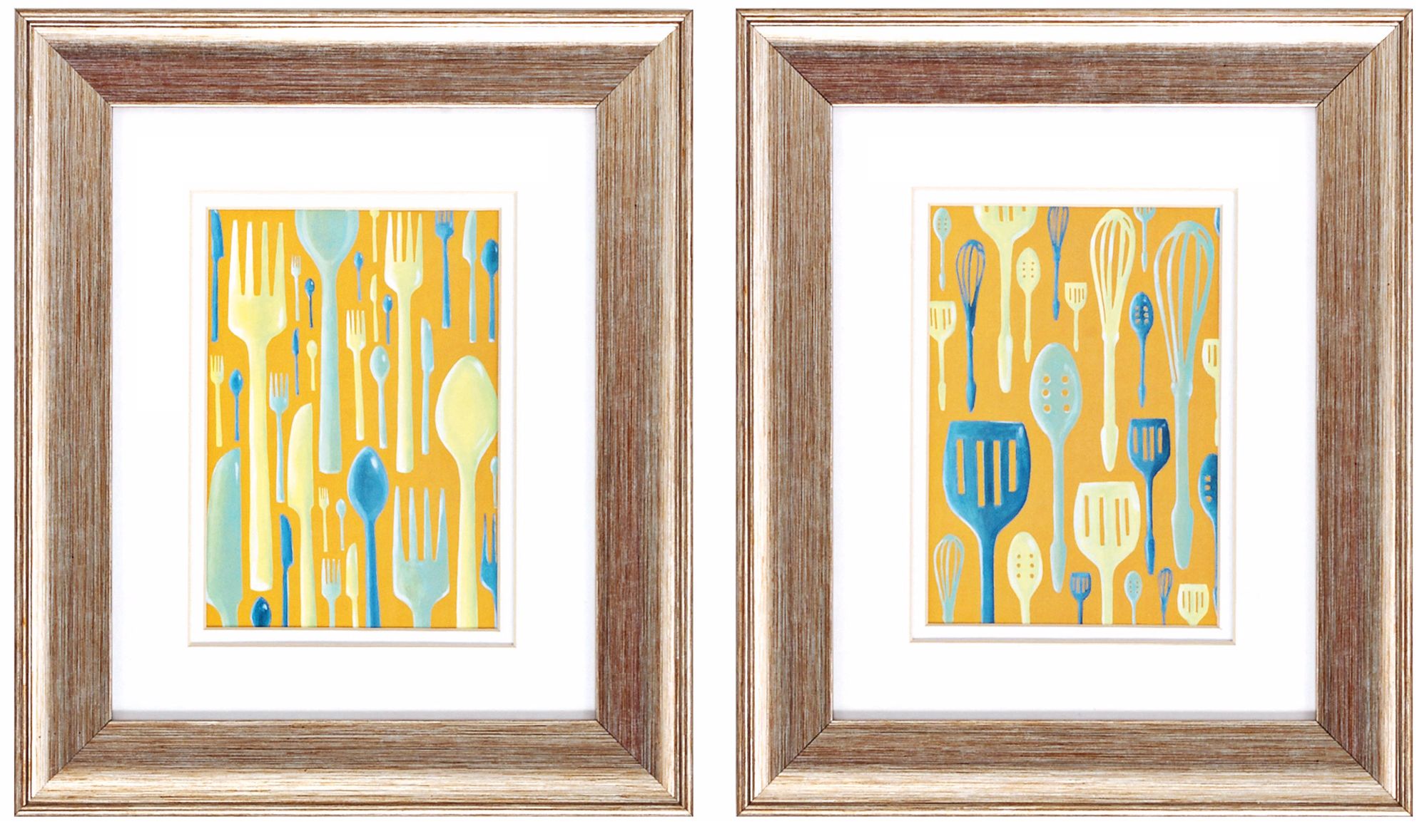 Set of 2 Spring Cutlery I/II 13" High Kitchen Wall Art