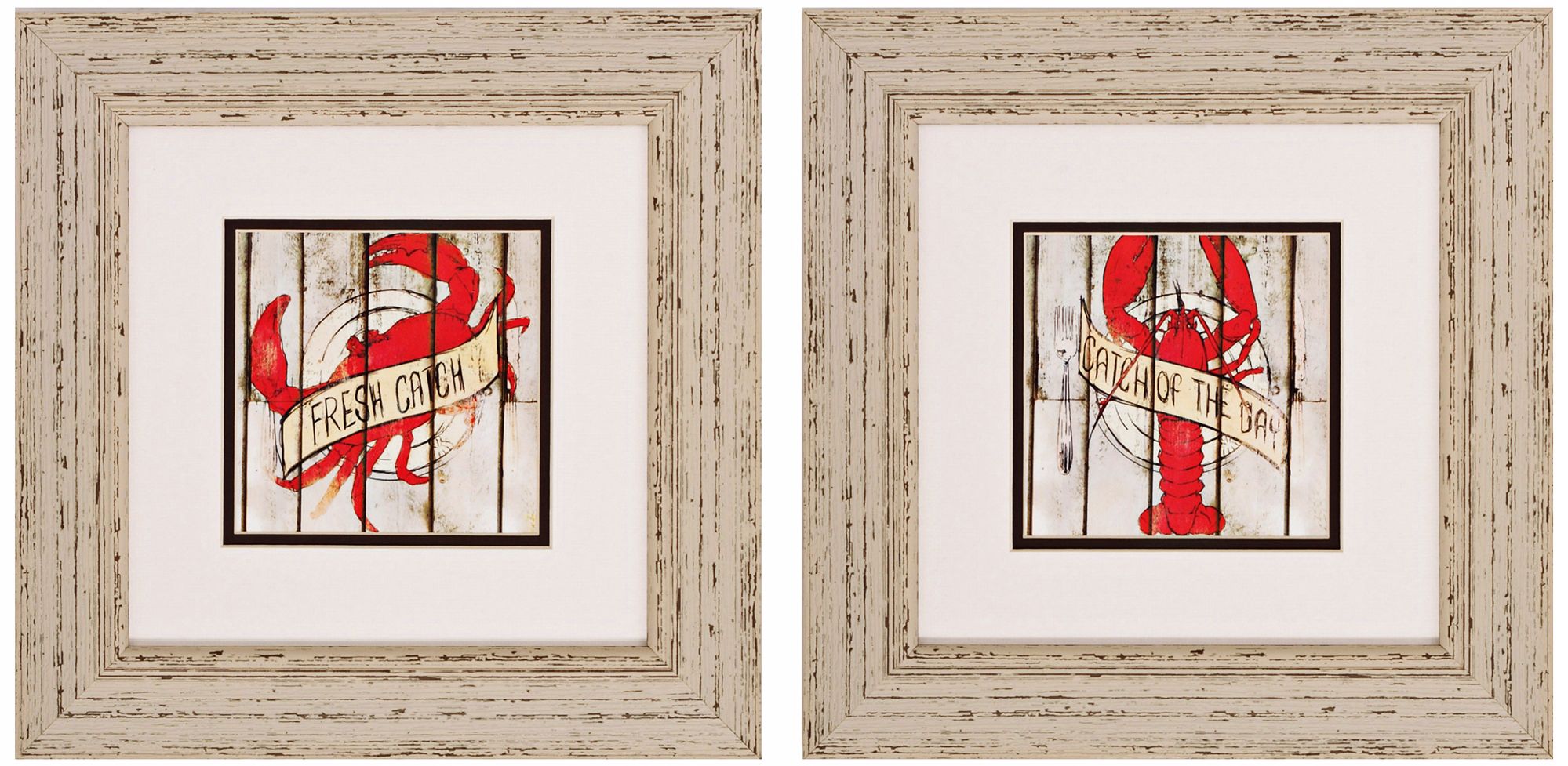 Set of 2 Fresh Catch of the Day 14" Wide Framed Wall Art