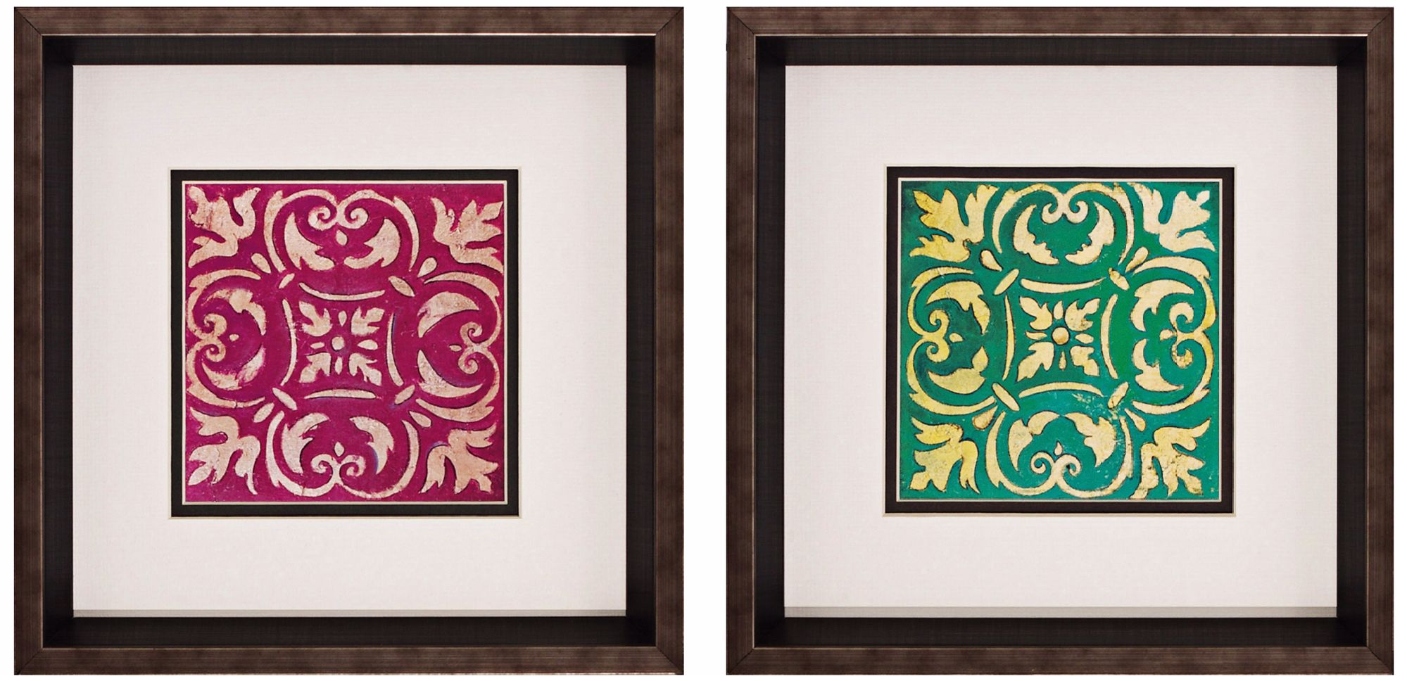 Set of 2 Mosaic Tile I/II 12" Square Framed Wall Art