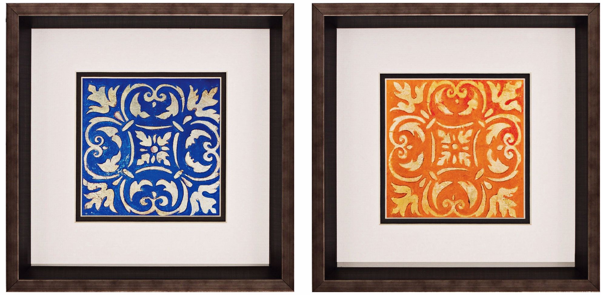 Set of 2 Mosaic Tile III/IV 12" Square Framed Wall Art