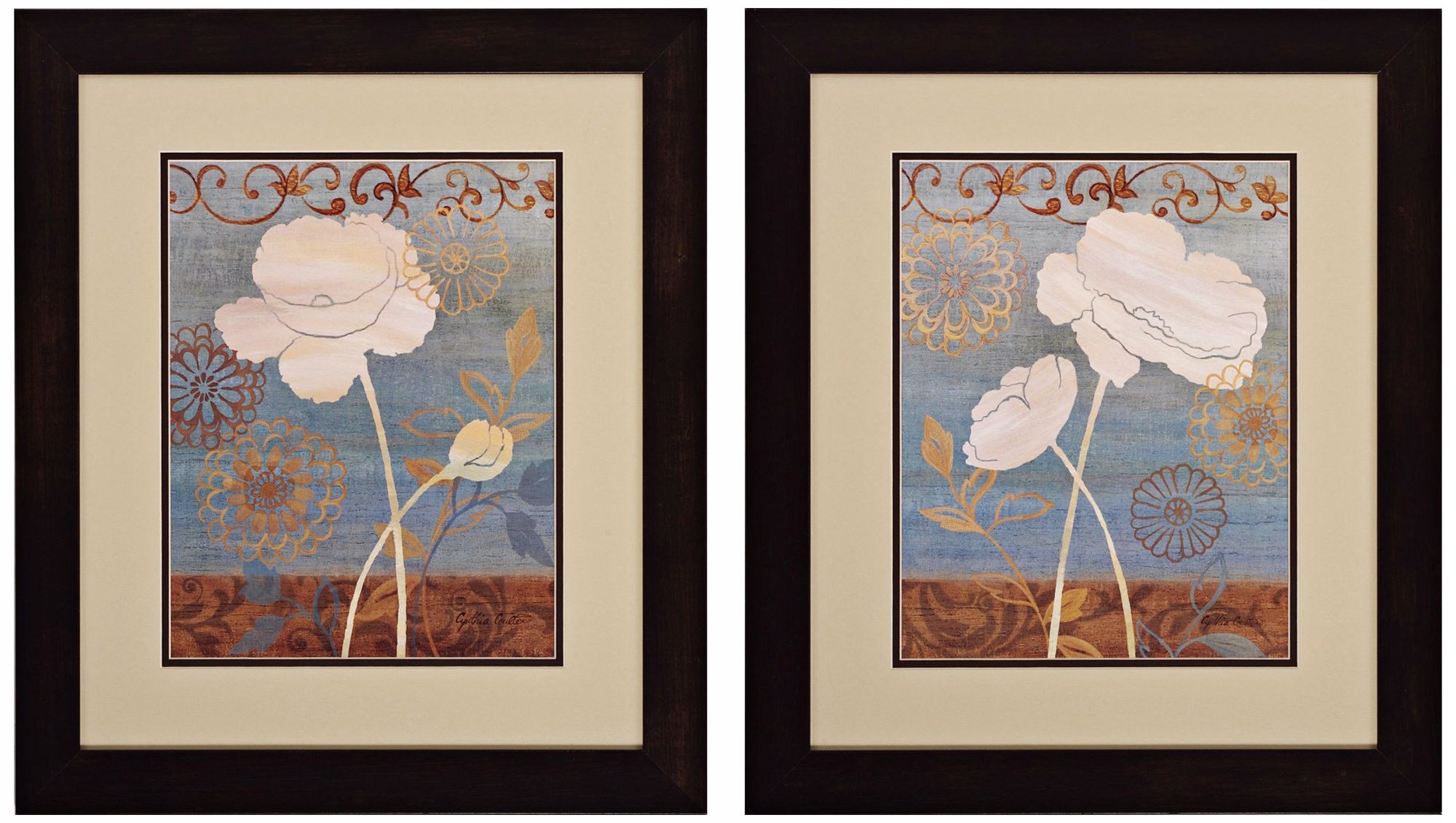 Set of 2 Poppy I/II 22" High Floral Wall Art