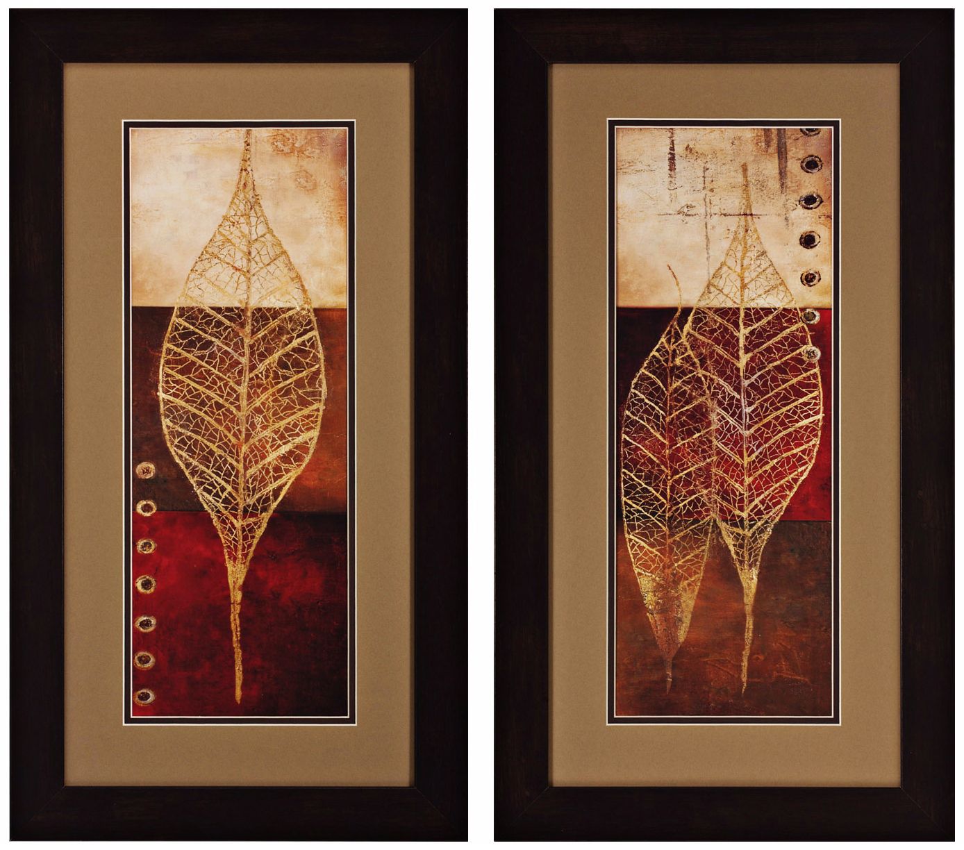 Set of 2 Fossil Leaves I/II 27" High Leaf Wall Art