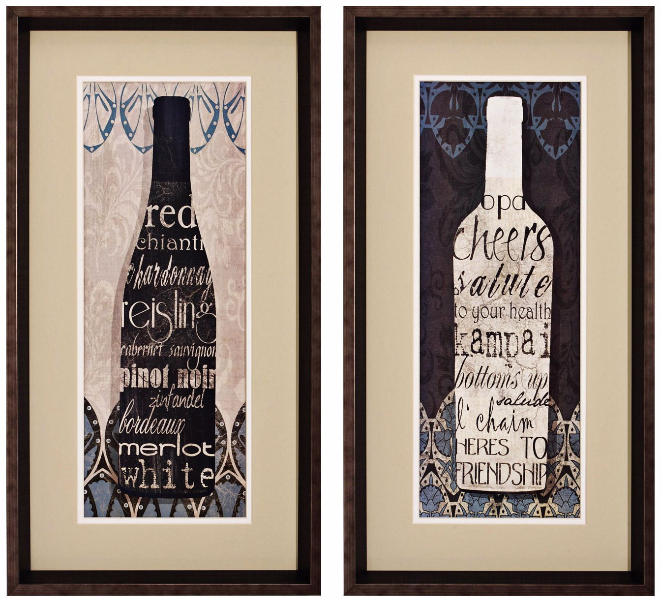 Set of 2 Wine Collect I/II 26" High Framed Wall Art