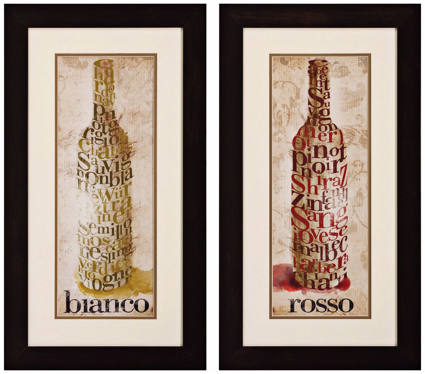 Set of 2 Rosso Blanco 27" High Wine Wall Art