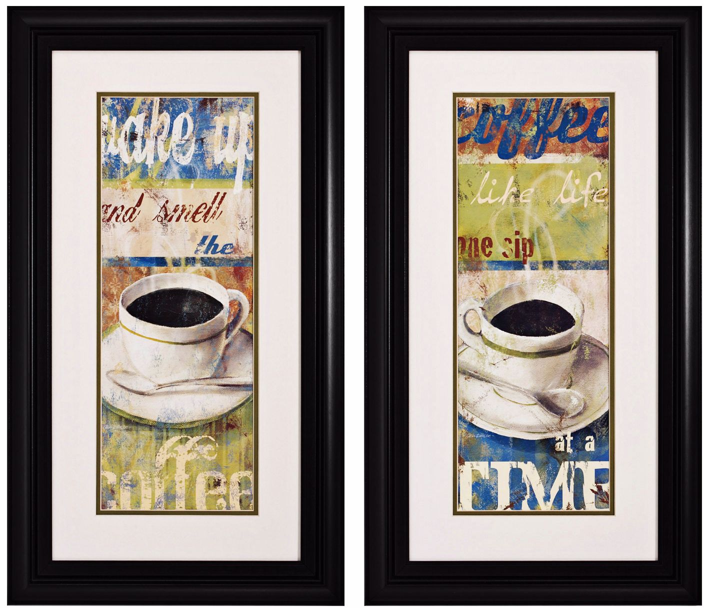 Set of 2 Wake Up I/II 28" High Coffee Wall Art