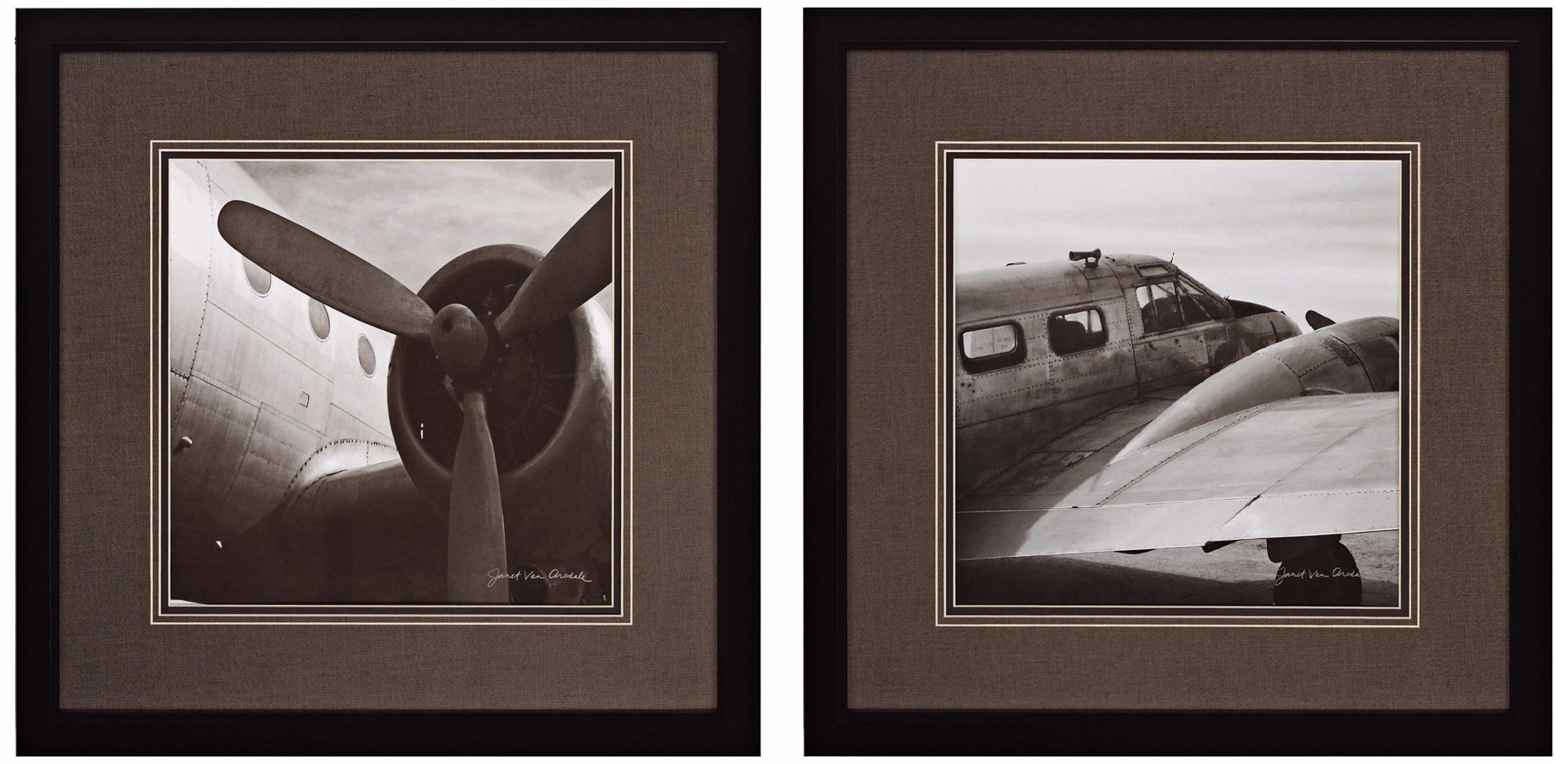 Set of 2 Flight II/III 20" Square Aviation Wall Art