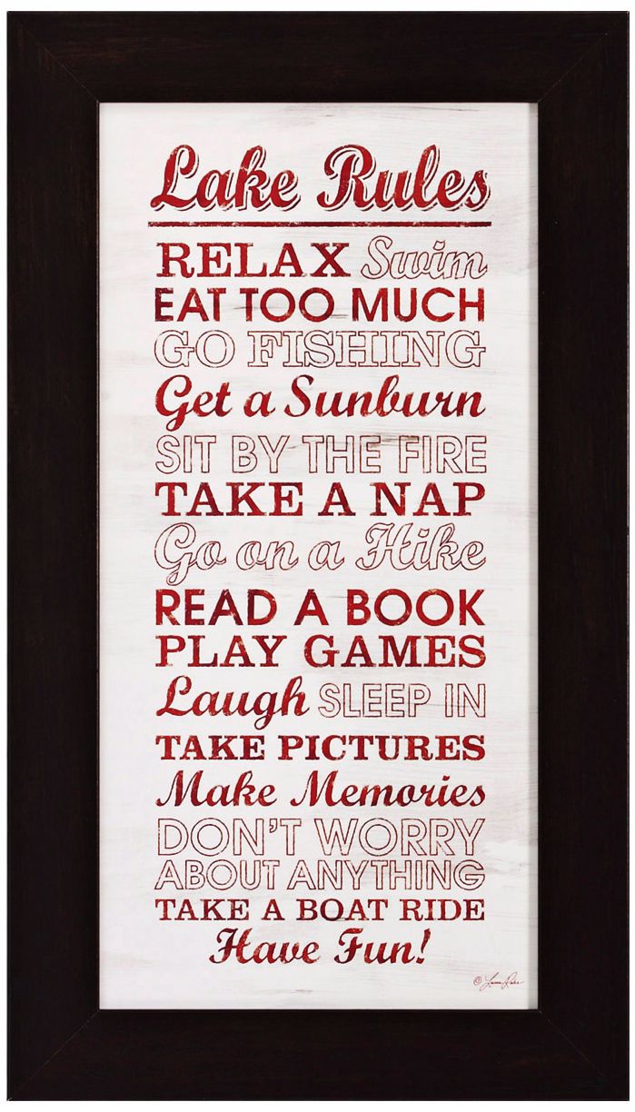 Lake Rules 21" High Framed Lakeside Quote Wall Art