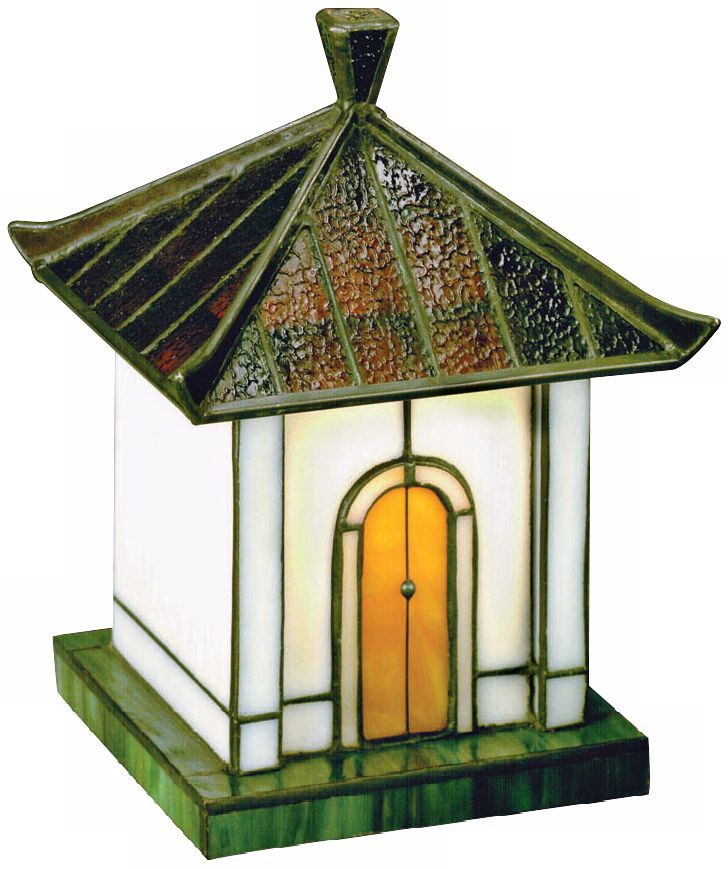 Pagoda Collection Green Tiffany Style Glass Accent Light