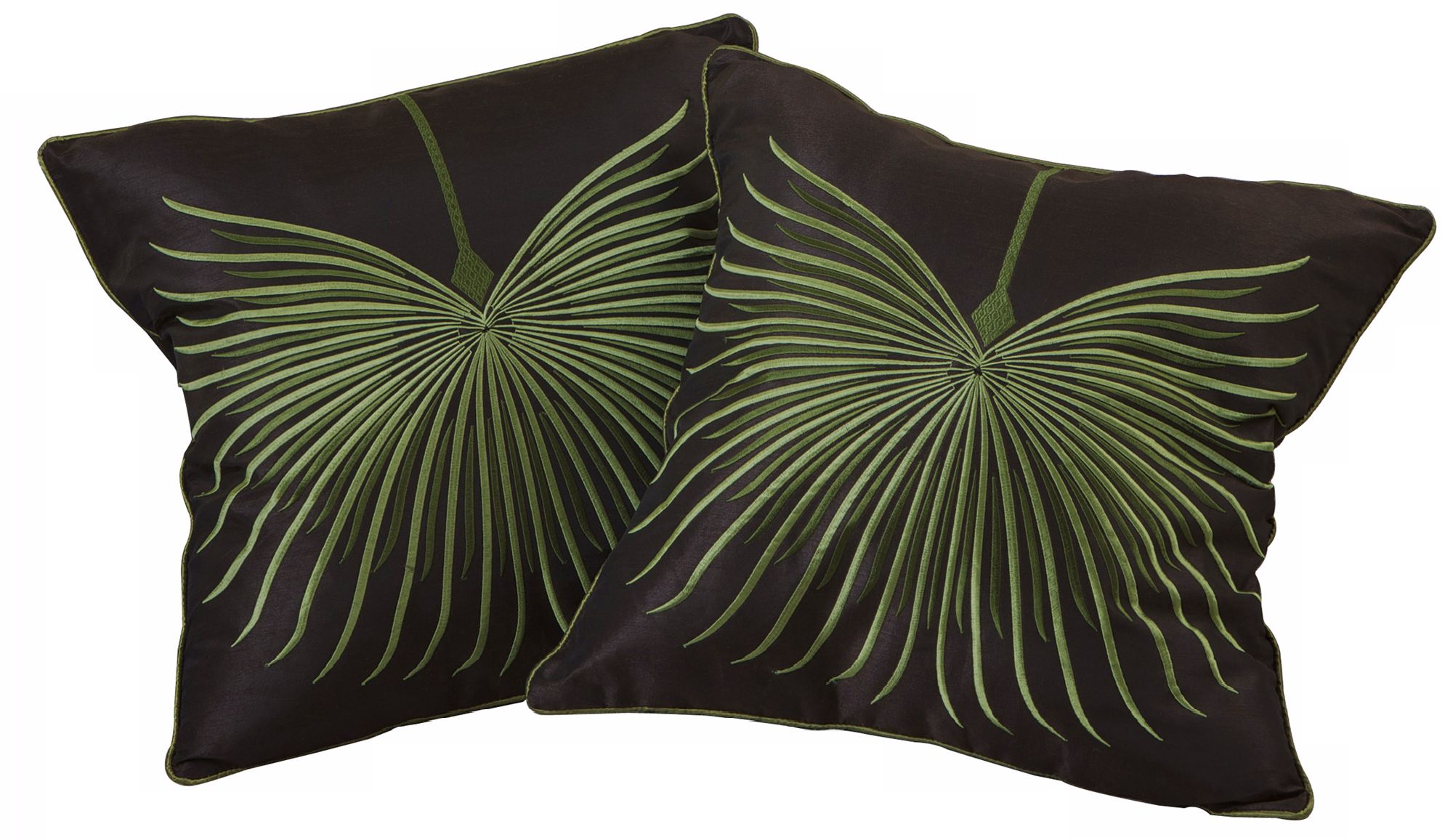 Set of 2 Leaf 18" Square Embroidered Throw Pillows