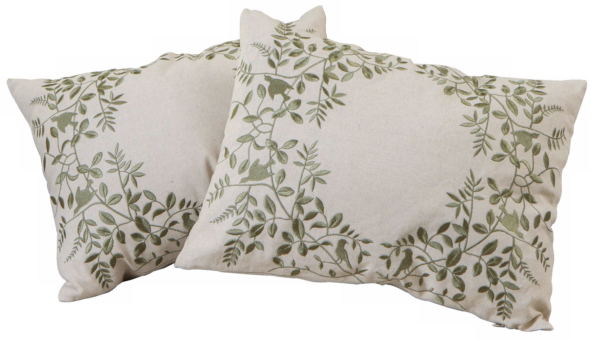 Set of 2 Grey 14"x18" Rect. Embroidered Throw Pillows