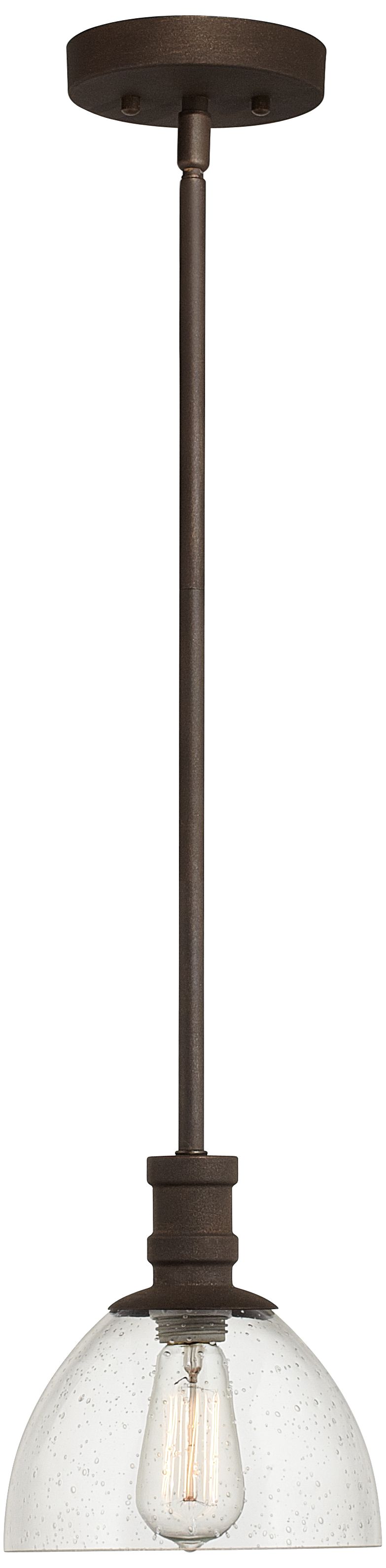 Industrial 8" Wide Crackled Glass Bronze Mini Pendant