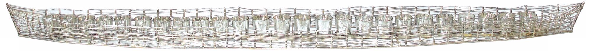Costa Brava 74" Wide Iron Boat Mercury Glass Votive Holder