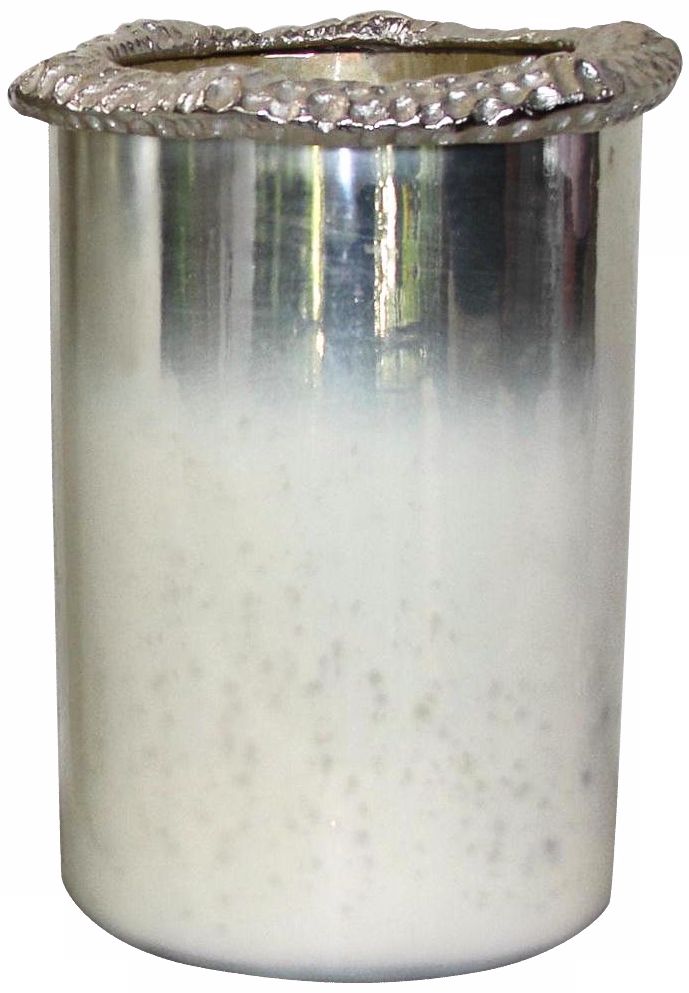 Rojo 16 Small Art Glass and Aluminum Candle Holder