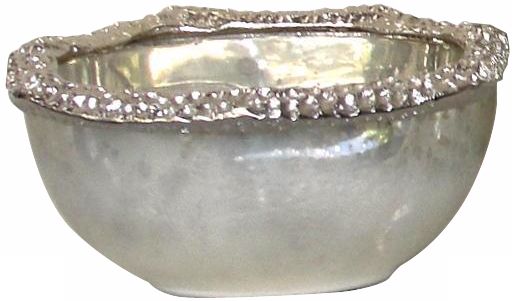 Rojo 16 Small Oval Art Glass and Aluminum Bowl
