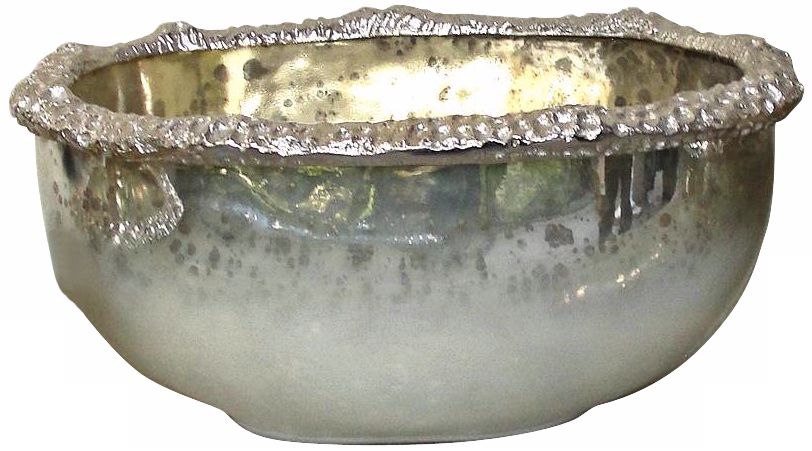 Rojo 16 Large Oval Art Glass and Aluminum Bowl