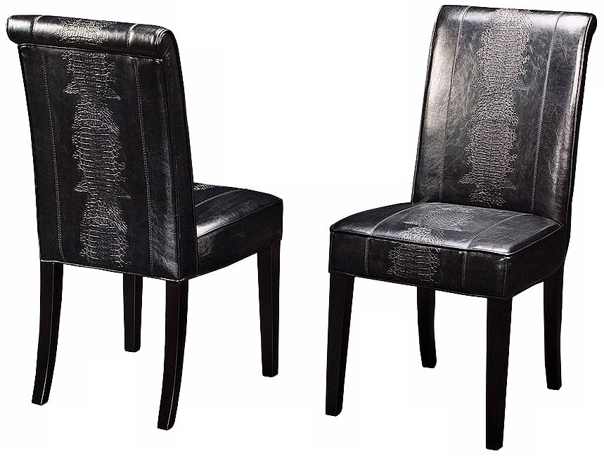 Horizon Set of 2 Black Croc Dining Chairs