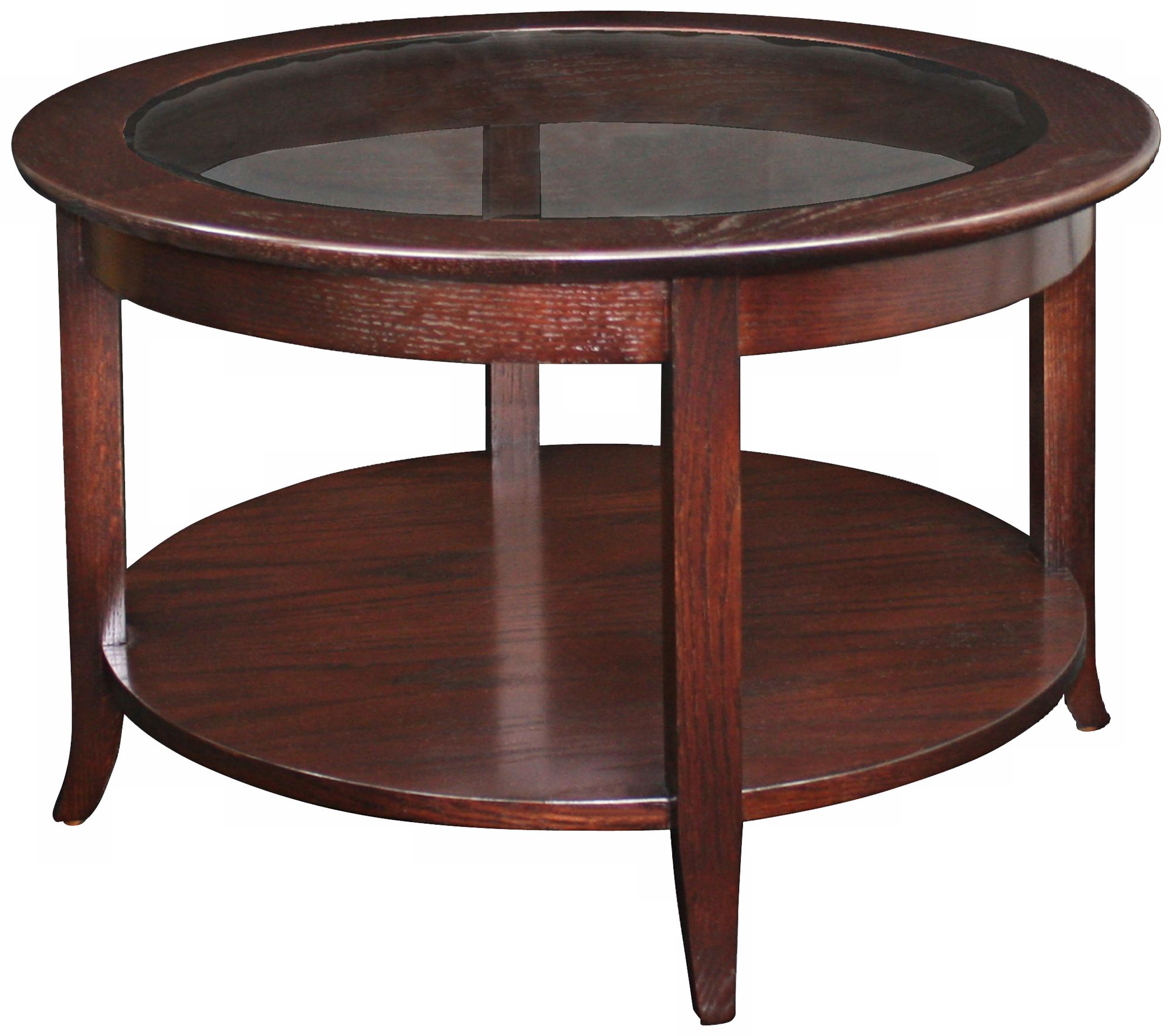 Leick Furniture Solid Wood Glass Top Round Coffee Table