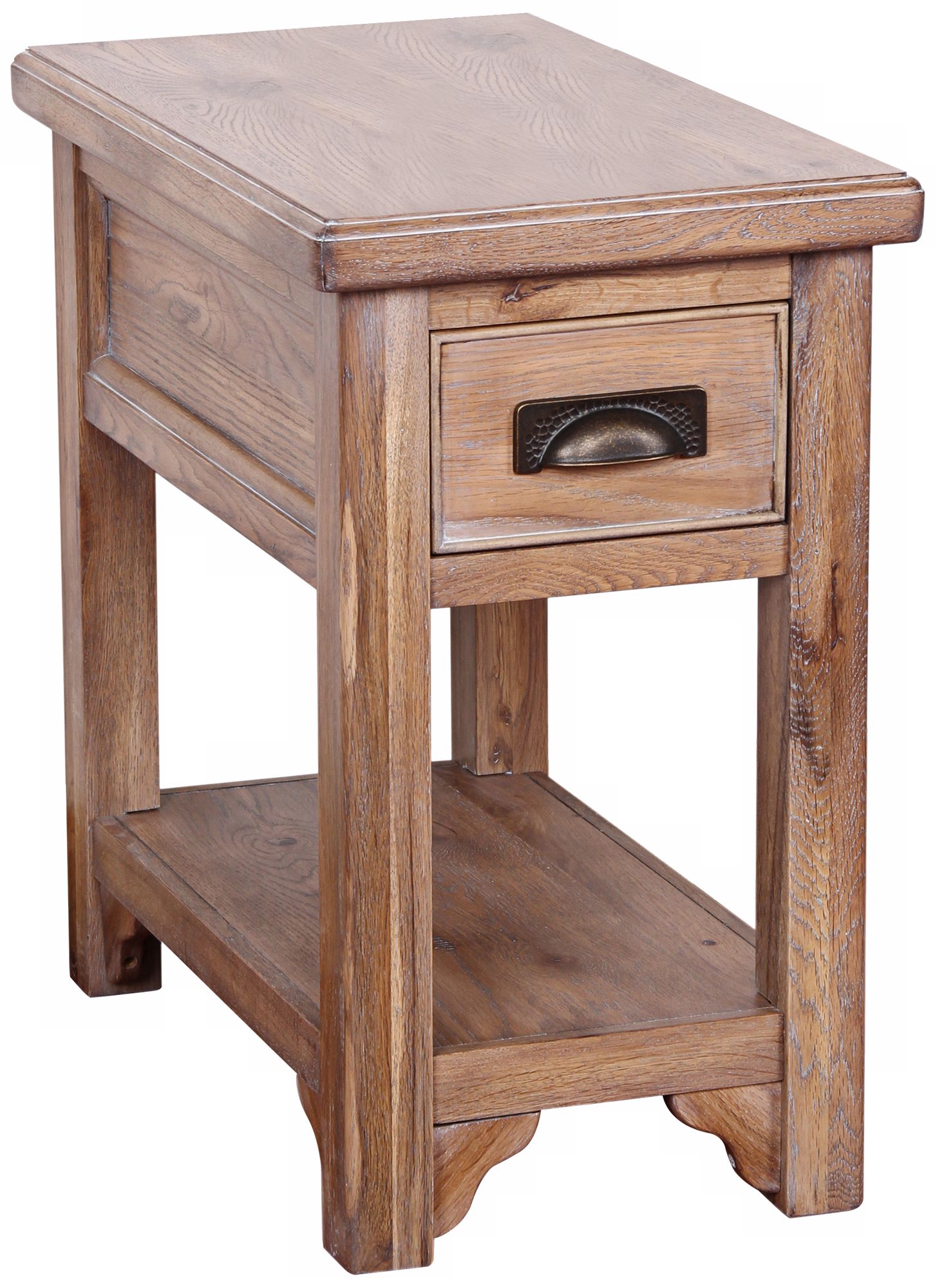 Blanched Oak Wood Chairside Small End Table