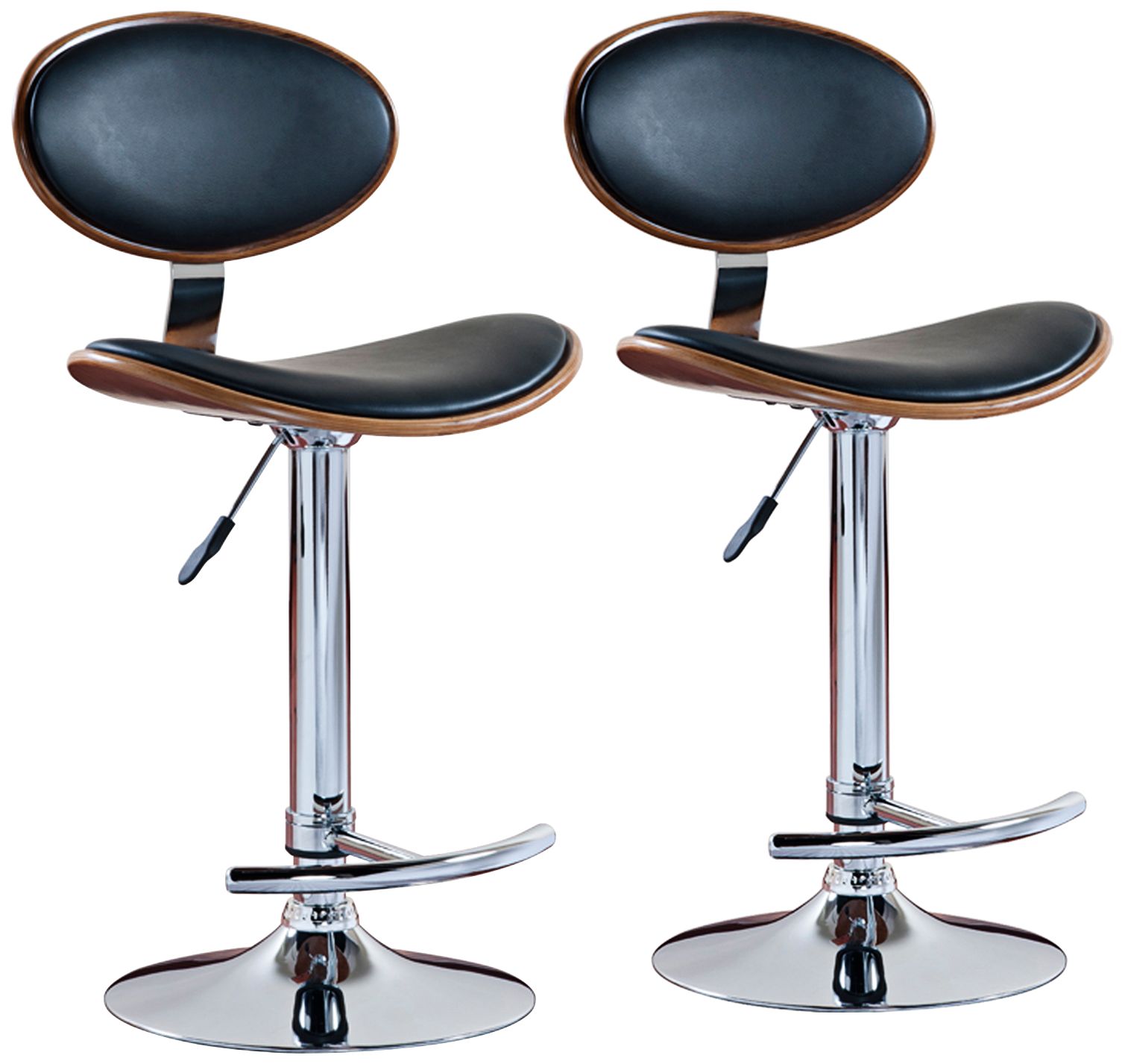Leick Furniture Set of 2 Oval Adjustable Chrome Bar Stools