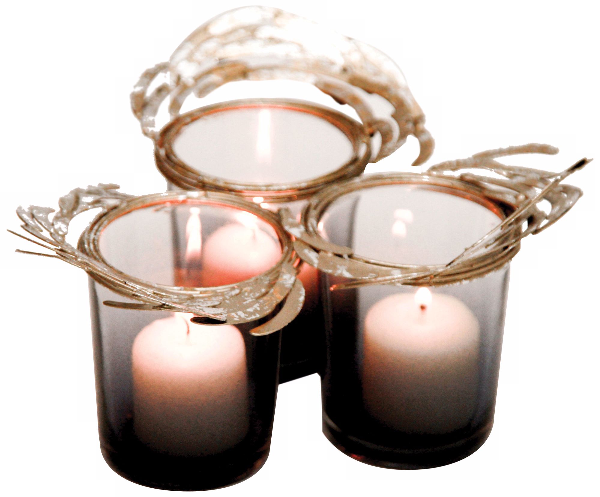 Set of 3 Costa Brava Gray Glass Votive Holders